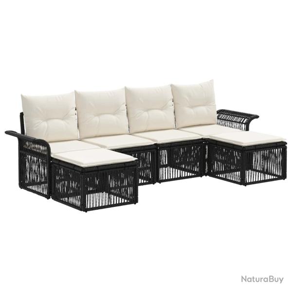 Ensemble de canap� de jardin 6 pcs Noir polyrotin