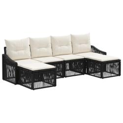 Ensemble de canap&eacute; de jardin 6 pcs Noir polyrotin