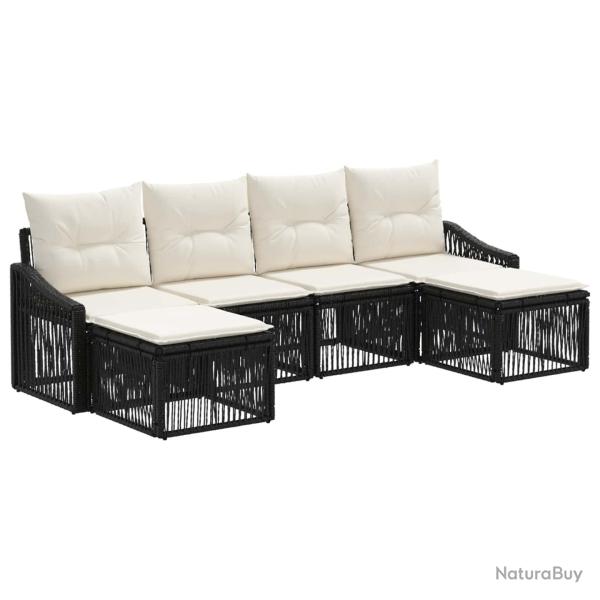 Ensemble de canap� de jardin 6 pcs Noir polyrotin