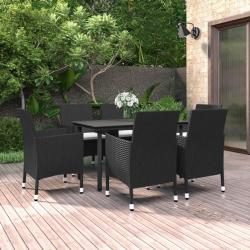 Ensemble &agrave; manger de jardin coussins 7 pcs R&eacute;sine tress&eacute;e Verre