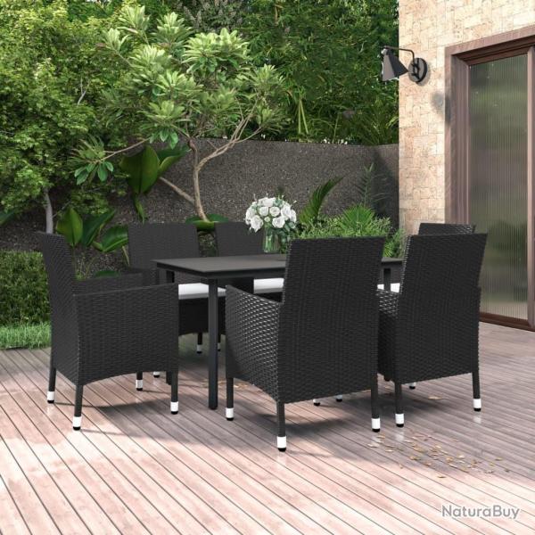 Ensemble � manger de jardin coussins 7 pcs R�sine tress�e Verre