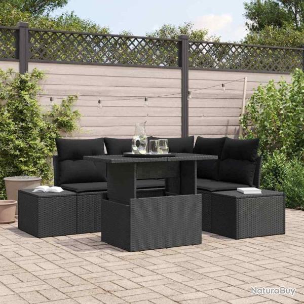 Ensemble de canap� de jardin avec coussin 5 pcs Noir polyrotin
