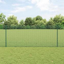 Cl&ocirc;ture en fil soud&eacute; avec poteaux 50 x 1 m Vert Maille