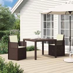 Chaises de jardin salle &agrave; manger 2 pcs Marron et cr&egrave;me PP
