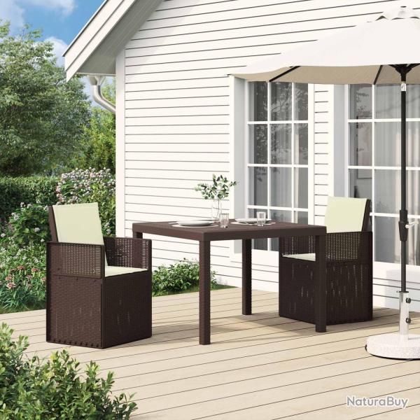 Chaises de jardin salle � manger 2 pcs Marron et cr�me PP