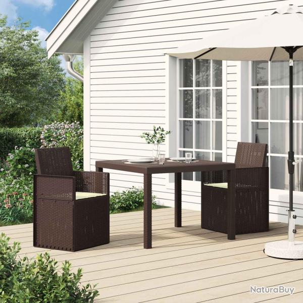 Chaises de jardin salle � manger 2 pcs Marron et cr�me PP