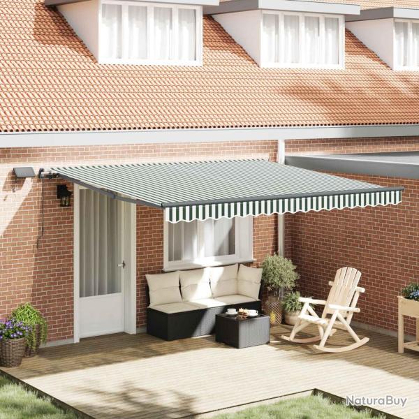Auvent r�tractable Vert et blanc 400 � 300 cm