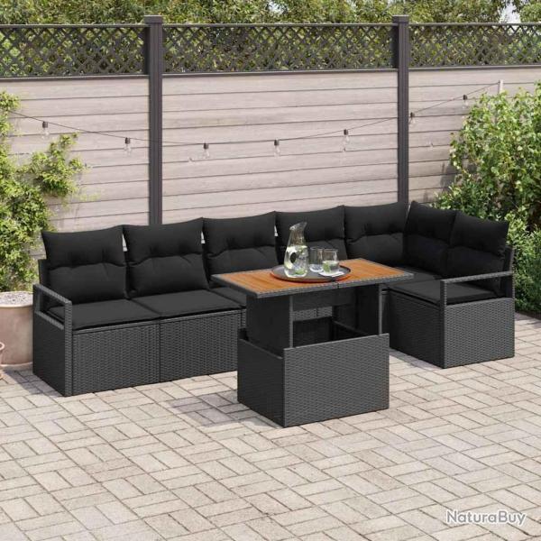 Ensemble de canap� de jardin 7 pcs Noir Poly rotin
