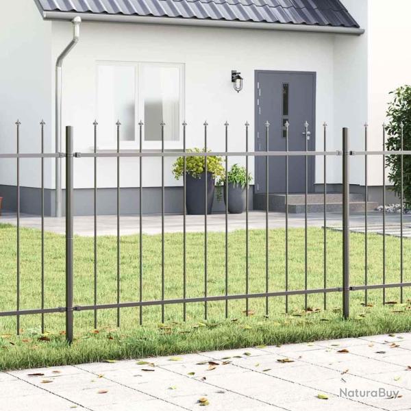 Cl�ture de jardin 8 pcs Gris 13,6 x 1 m Acier rev�tu de poudre