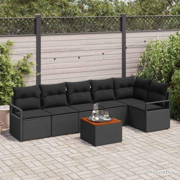 Ensemble de canap� de jardin avec stockage 7 pcs Noir polyrotin