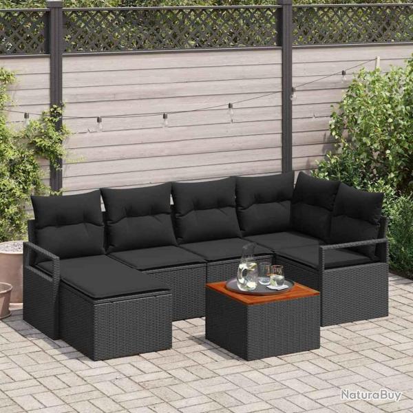 Ensemble de canap� de jardin avec stockage 7 pcs Noir polyrotin