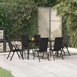 Ensemble &agrave; manger de jardin 7 pcs Noir R&eacute;sine tress&eacute;e