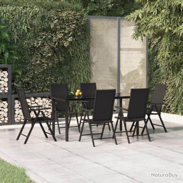 Ensemble � manger de jardin 7 pcs Noir R�sine tress�e