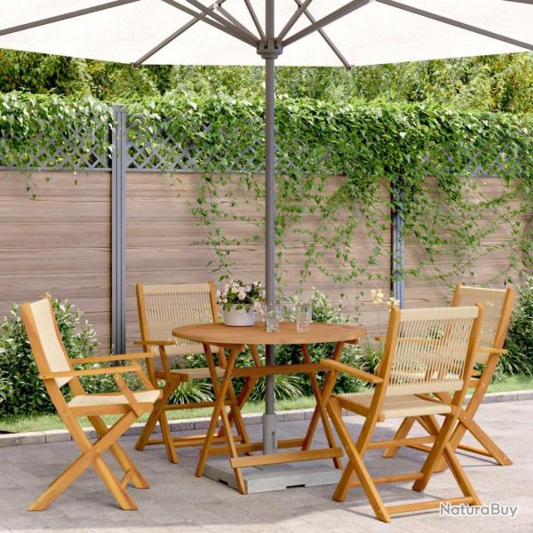 Ensemble � manger de jardin 5pcs beige polypropyl�ne et bois