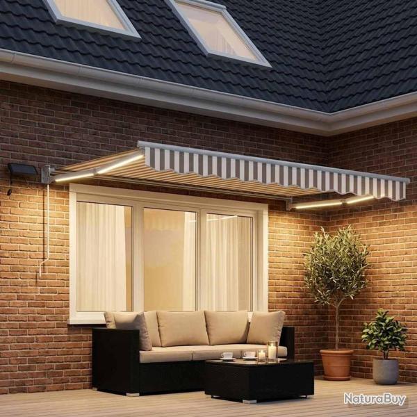 Store r�tractable manuel avec LEDs Gris clair et blanc