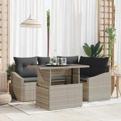 Ensemble de canap&eacute; de jardin 5 pcs Gris clair et gris fonc&eacute;