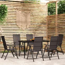Ensemble &agrave; manger de jardin 7 pcs Noir