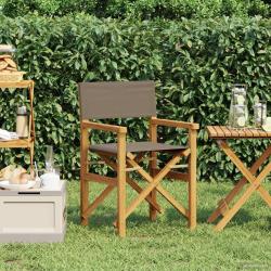 Chaise de directeur Marron et taupe Bois de teck massif