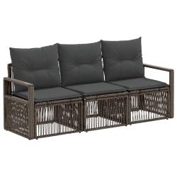 Ensemble de canap&eacute; de jardin 3 pcs Gris polyrotin
