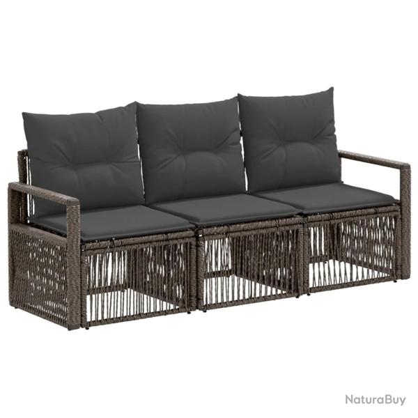Ensemble de canap� de jardin 3 pcs Gris polyrotin