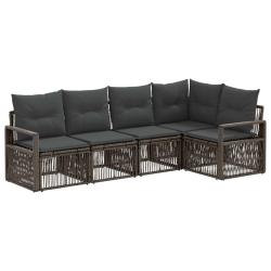 Ensemble de canap&eacute; de jardin 5 pcs Gris polyrotin