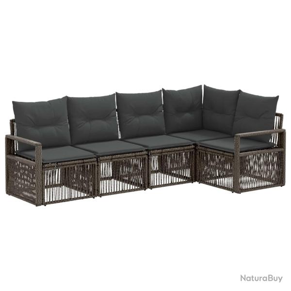 Ensemble de canap� de jardin 5 pcs Gris polyrotin