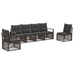 Ensemble de canap&eacute; de jardin 6 pcs Gris polyrotin
