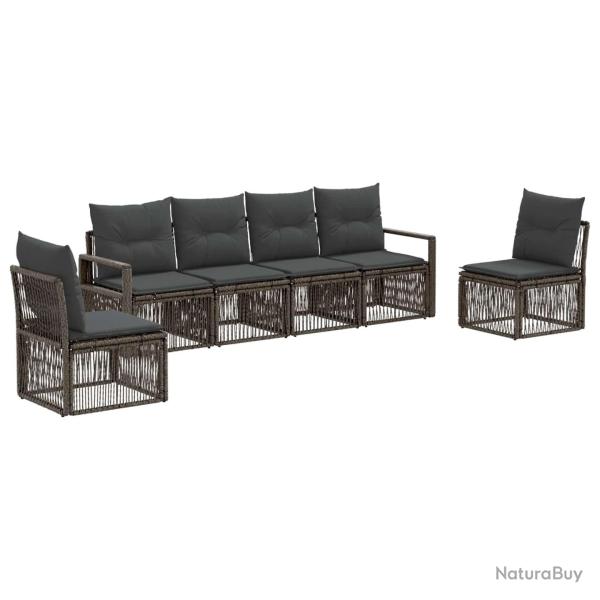 Ensemble de canap� de jardin 6 pcs Gris polyrotin