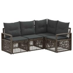 Ensemble de canap&eacute; de jardin 4 pcs Gris polyrotin