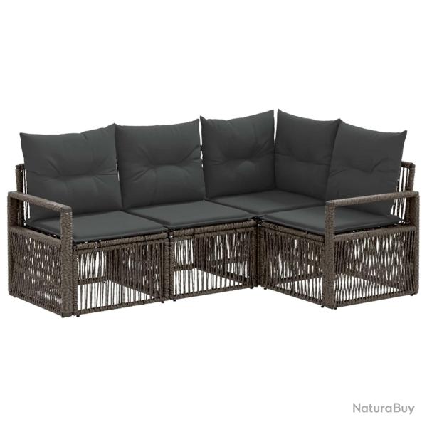Ensemble de canap� de jardin 4 pcs Gris polyrotin
