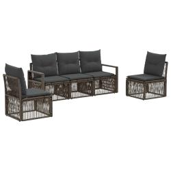 Ensemble de canap&eacute; de jardin 5 pcs Gris polyrotin