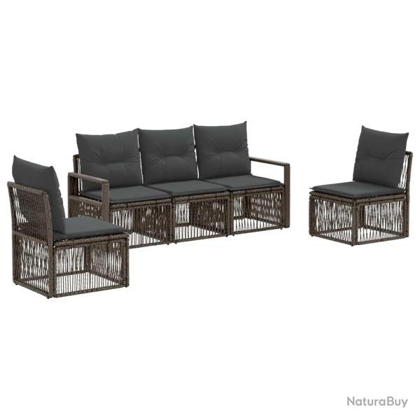 Ensemble de canap� de jardin 5 pcs Gris polyrotin