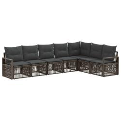Ensemble de canap&eacute; de jardin 7 pcs Gris polyrotin