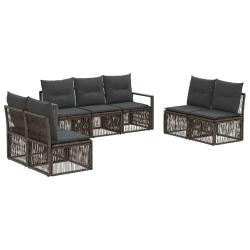 Ensemble de canap&eacute; de jardin 7 pcs Gris polyrotin