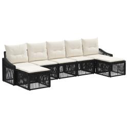 Ensemble de canap&eacute; de jardin 7 pcs Noir polyrotin