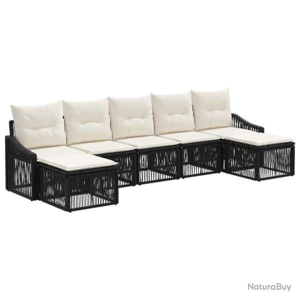 Ensemble de canap� de jardin 7 pcs Noir polyrotin