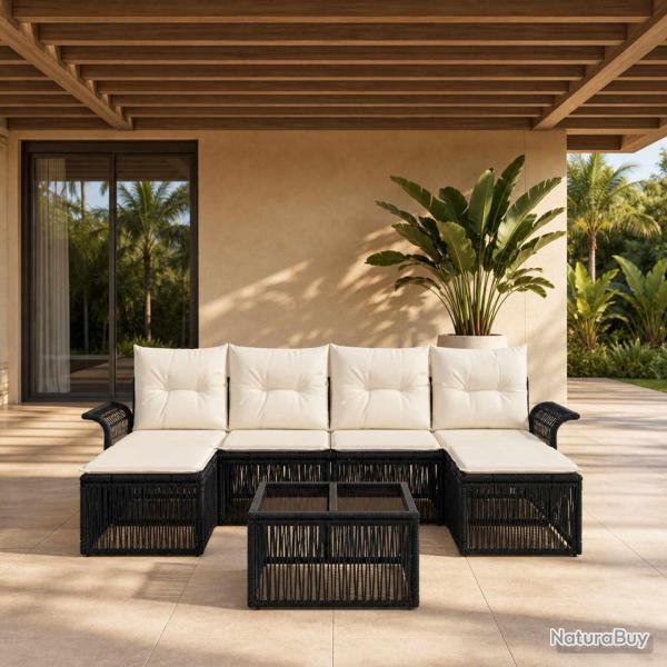 Ensemble de canap� de jardin 7 pcs Noir polyrotin