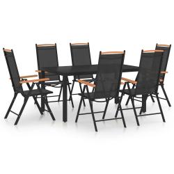 Ensemble &agrave; manger de jardin 7 pcs Aluminium Noir