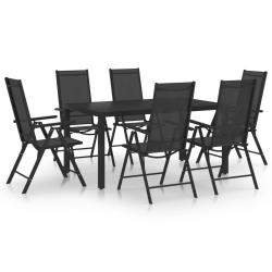 Ensemble &agrave; manger de jardin 7 pcs Aluminium Noir