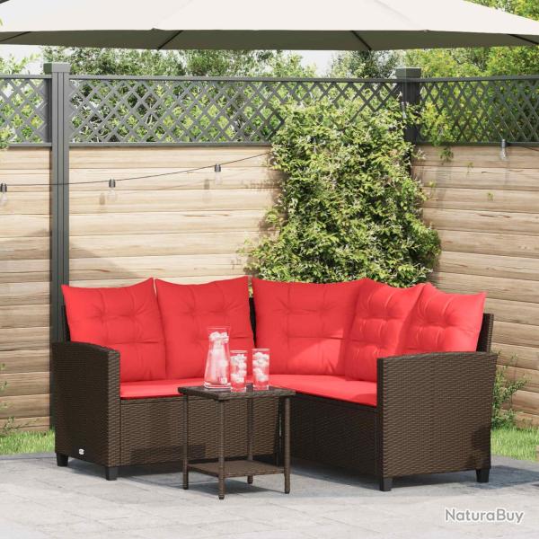 Ensemble de canap�s d'ext�rieur 2 pcs Marron et rouge polyrotin
