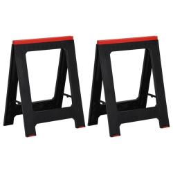 Tr&eacute;teaux de travail pliables 2 pcs PP Noir et rouge 350 kg