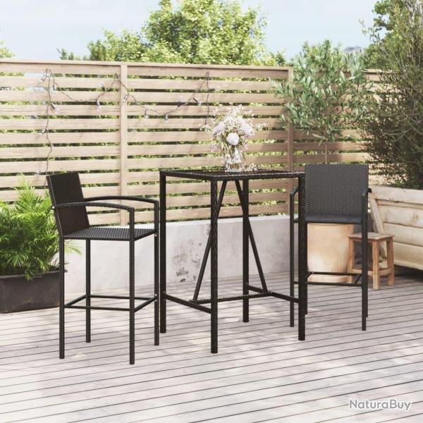 Ensemble de bar de jardin 3 pcs noir r�sine tress�e