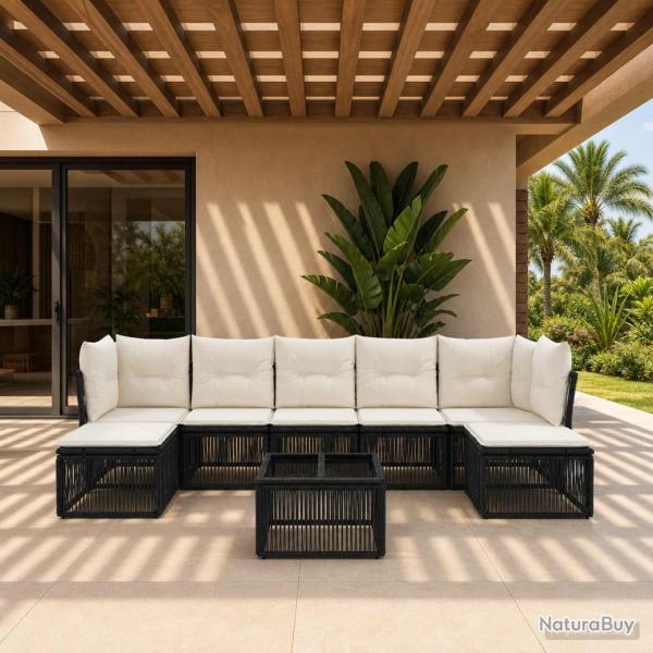 Ensemble de canap� de jardin 8 pcs Noir polyrotin