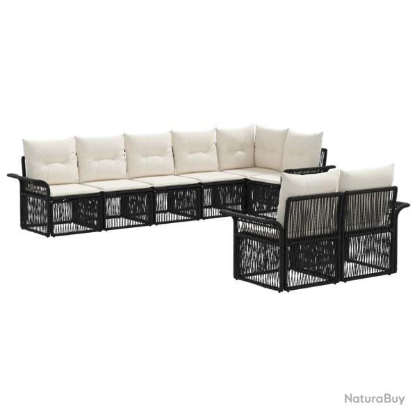 Ensemble de canap� de jardin 8 pcs Noir polyrotin