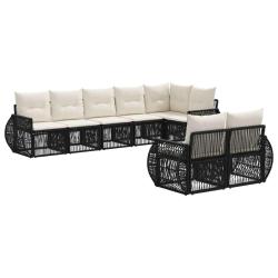 Ensemble de canap&eacute; de jardin 8 pcs Noir et blanc cr&egrave;me