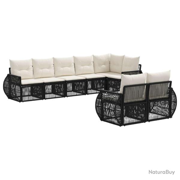 Ensemble de canap� de jardin 8 pcs Noir et blanc cr�me