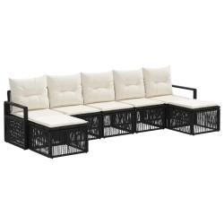 Ensemble de canap&eacute; de jardin 7 pcs Noir polyrotin