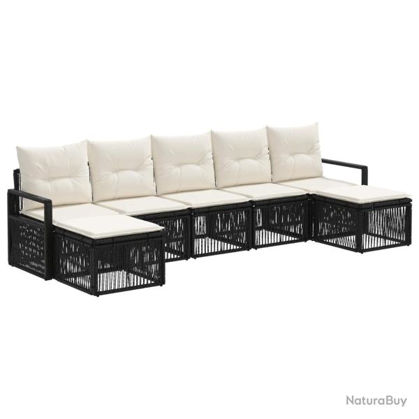Ensemble de canap� de jardin 7 pcs Noir polyrotin