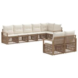 Ensemble de canap&eacute; de jardin 8 pcs Beige polyrotin