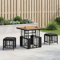 Ensemble de salle &agrave; manger pour jardin 3 pcs Noir et gris